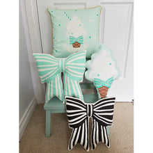 Load image into Gallery viewer, Mint Stripe Bow Cushion
