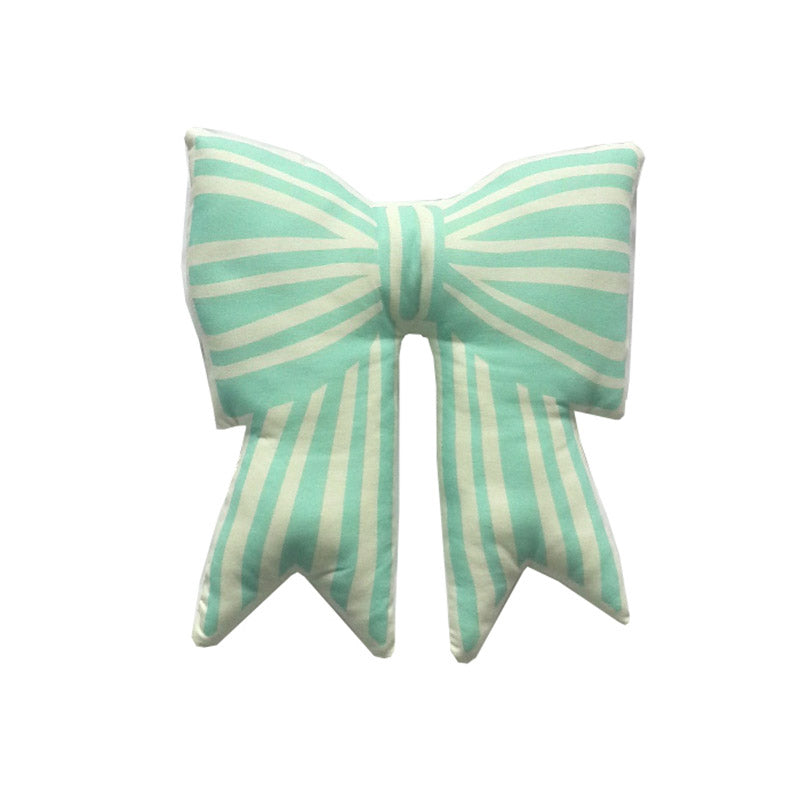 Mint Stripe Bow Cushion