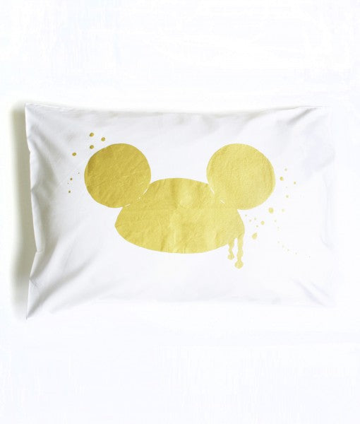 Messy Mouse Pillowcase - Gold Glitter
