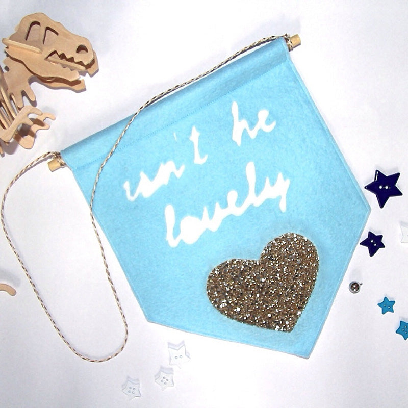Isn't He Lovely Banner Blue and Gold by Miny&Mo