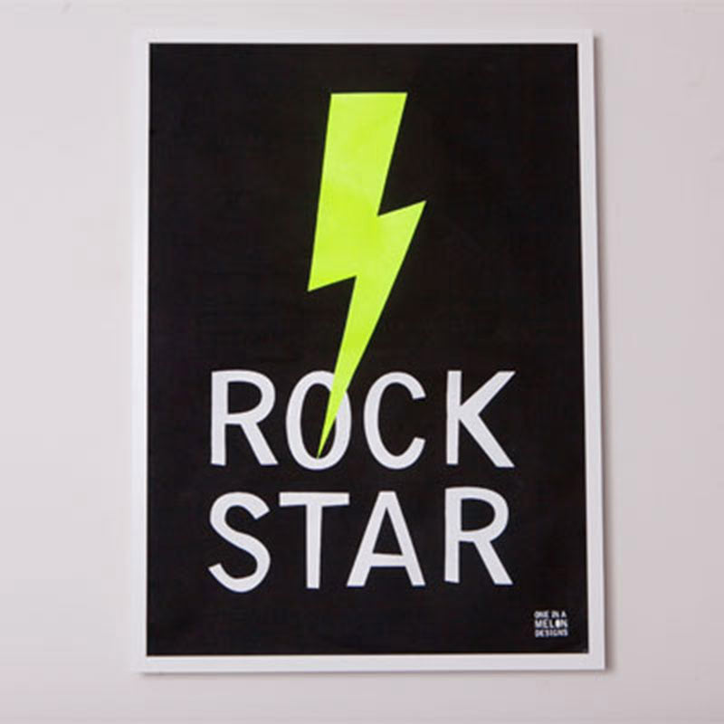 Rock Star Neon Linen Print
